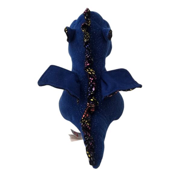 Ty Beanie Boo Saffire Dragon Plush Stuffed Animal Sparkle Blue Gold Wings 9" - Picture 5 of 8